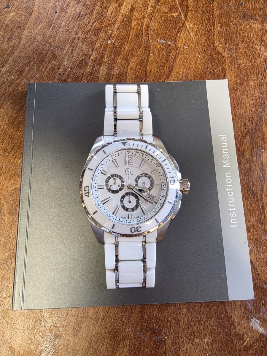 GUESS Collection Men's 46mm Ceramic Stainless Steel Case Quartz