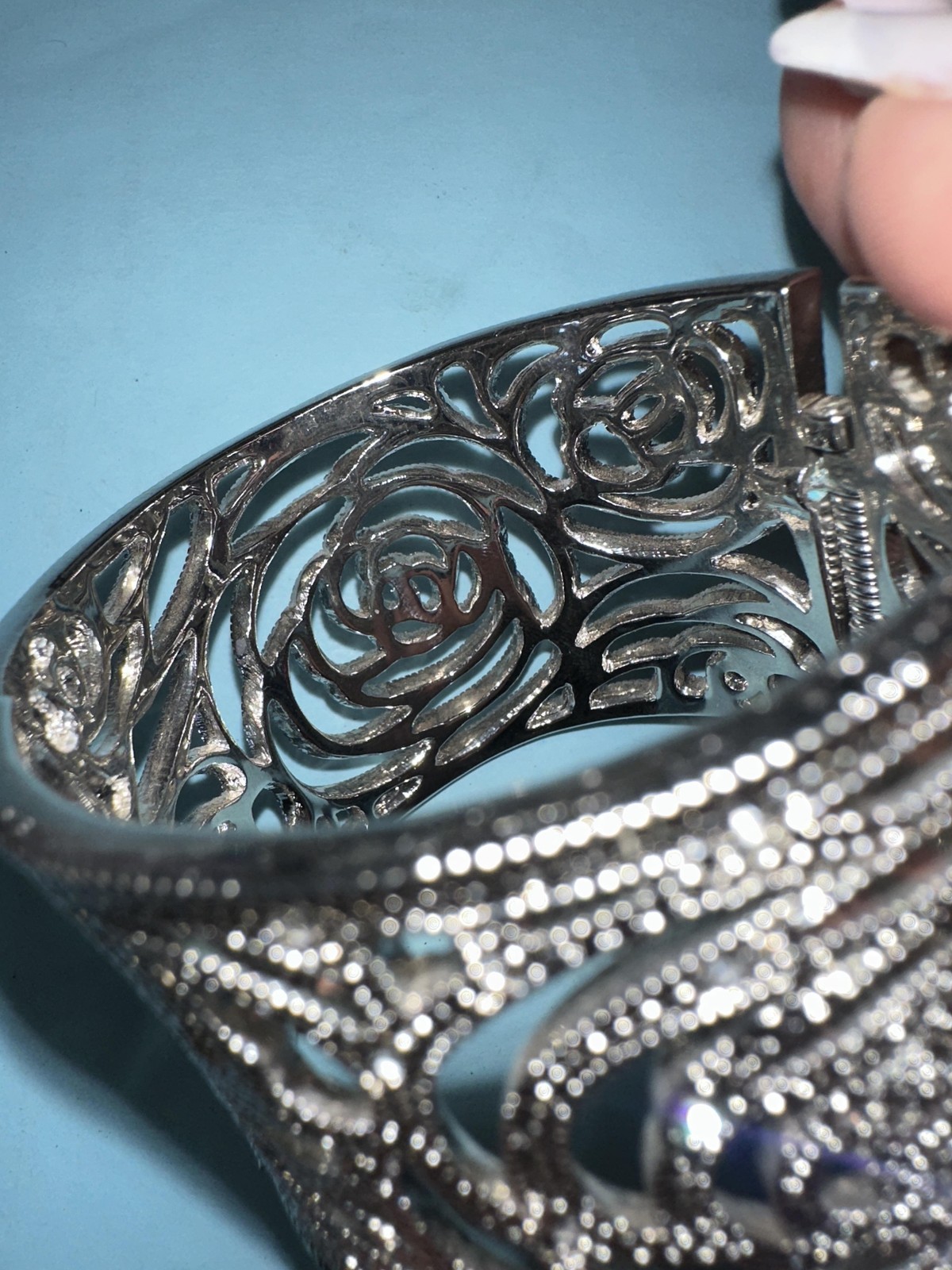 Silver Tone Crystal Statement Cuff Bracelet Women… - image 7