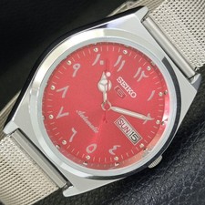 AUTOMATIC VINTAGE REFURBISHED SEIKO 5 JAPAN 6309A MENS RED DIAL WATCH a441386-1
