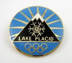 1980 Lake Placid Winter Olympic Games Mountain Sunburst  &  Pyramid Pin Badge