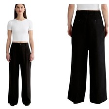 NWT Everlane The Trouser in Buttersoft TENCEL Lyocell Chino Wide Leg Black 10