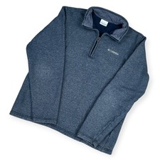 Columbia Men's Blue Textured 1/4 Zip Fleece Pullover Sweatshirt Medium