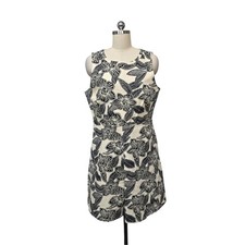 J. Crew Black Cream Floral Sleeveless Cutout Dress Womens Size 12 Boho Minimal
