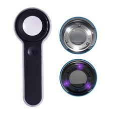 60x Illuminated Rechargeable Magnifier with Dual Coated Lenses, LED/UV Illumi...