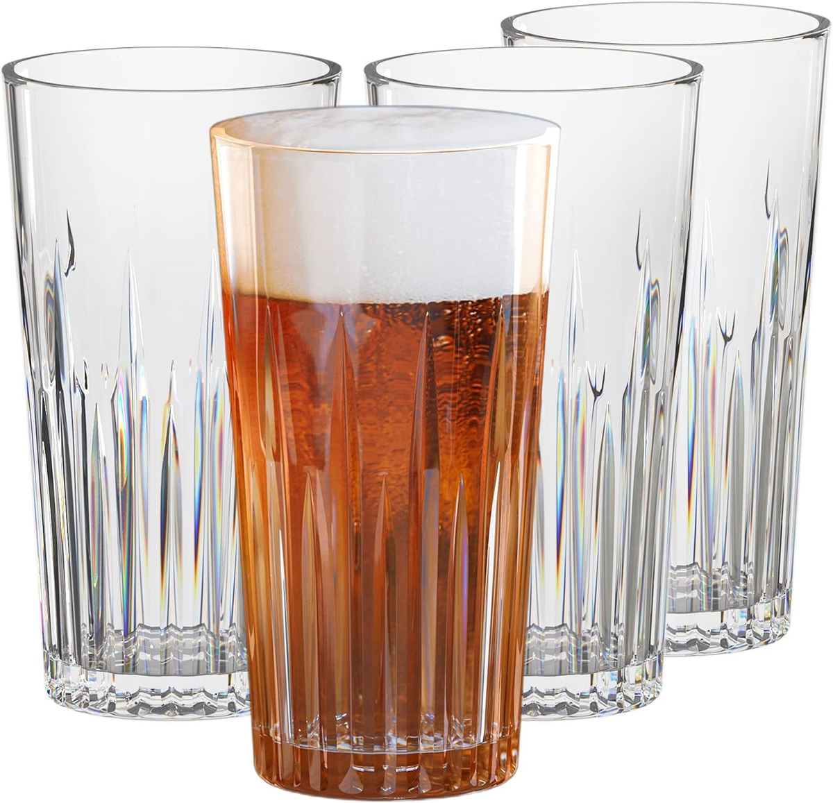 Plastic Tumblers Stackable Set of 4, Acrylic Drinking Glasses for Kid to  Drink J