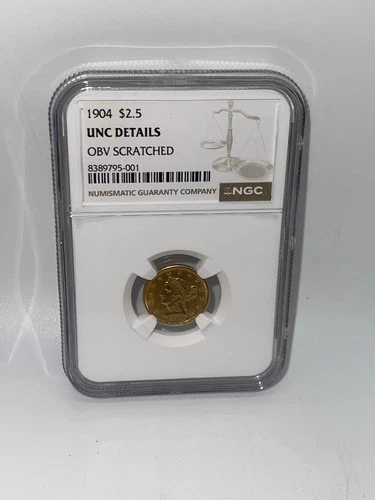 1904 Liberty Head $2.5 Gold Coin NGC OBV Scratched