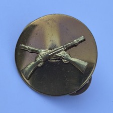 US Army Infantry Crossed Rifles Military Collar Disk Badge Pin Double ClutchBack