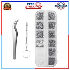 1100pcs Eyeglasses Repair Kit with Screws, Nose Pads, Screwdriver and Tweezer