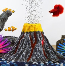 RGB4 Aquaglobe Aquarium Volcano Ornament Kit Air Stone Bubbler Fish Decor
