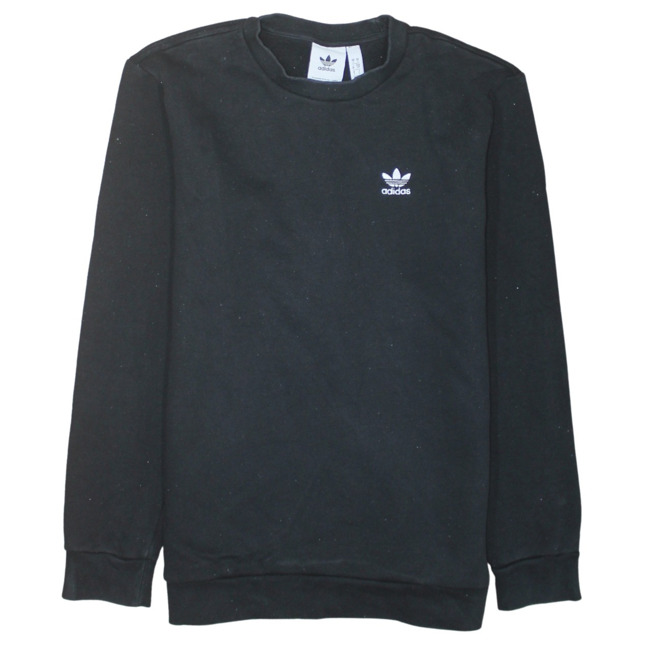 Adidas Mens Sweatshirt Black Fleece Crew Neck Pullover Trefoil Logo Classic S