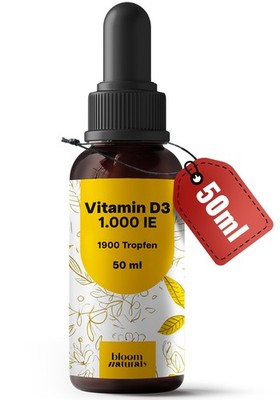 Vitamin D3 Tropfen - 50ml - 1000 IE - Hochdosiert - Hergestellt in DE