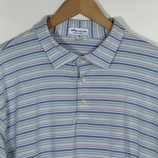 Peter Millar Mens Polo XXL Blue Striped Summer Comfort Performance Golf Shirt