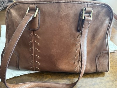 Hobo International Sutton Bag Purse Brown Leather Floral Interior Used Dust Bag