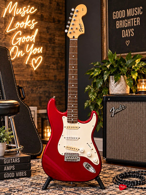 2005 Squier Affinity Stratocaster by Fender Red Electric Guitar Indonesia