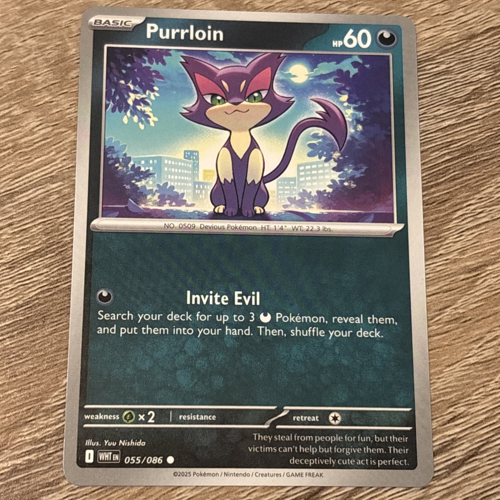 Purrloin - 055/086 White Flare Near Mint Pokemon Card