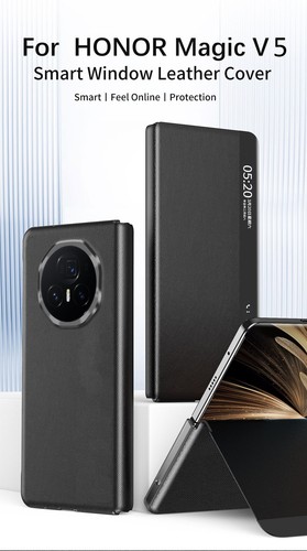 For Honor Magic V5 5G, Classic Magnetic Smart Wake Sleep Flip Leather Case Cover - 第 4/18 張圖片