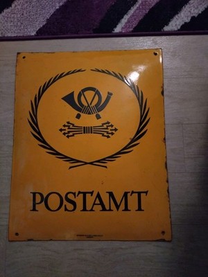 Seltenes Emailschild Postamt 50/60 Jahre ais Bayerischen Kunst GmbH Tegernsee