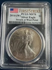 2014-(W) MS-70 FIRST STRIKE FLAG LABEL SILVER EAGLE - STRUCK AT WEST POINT MINT