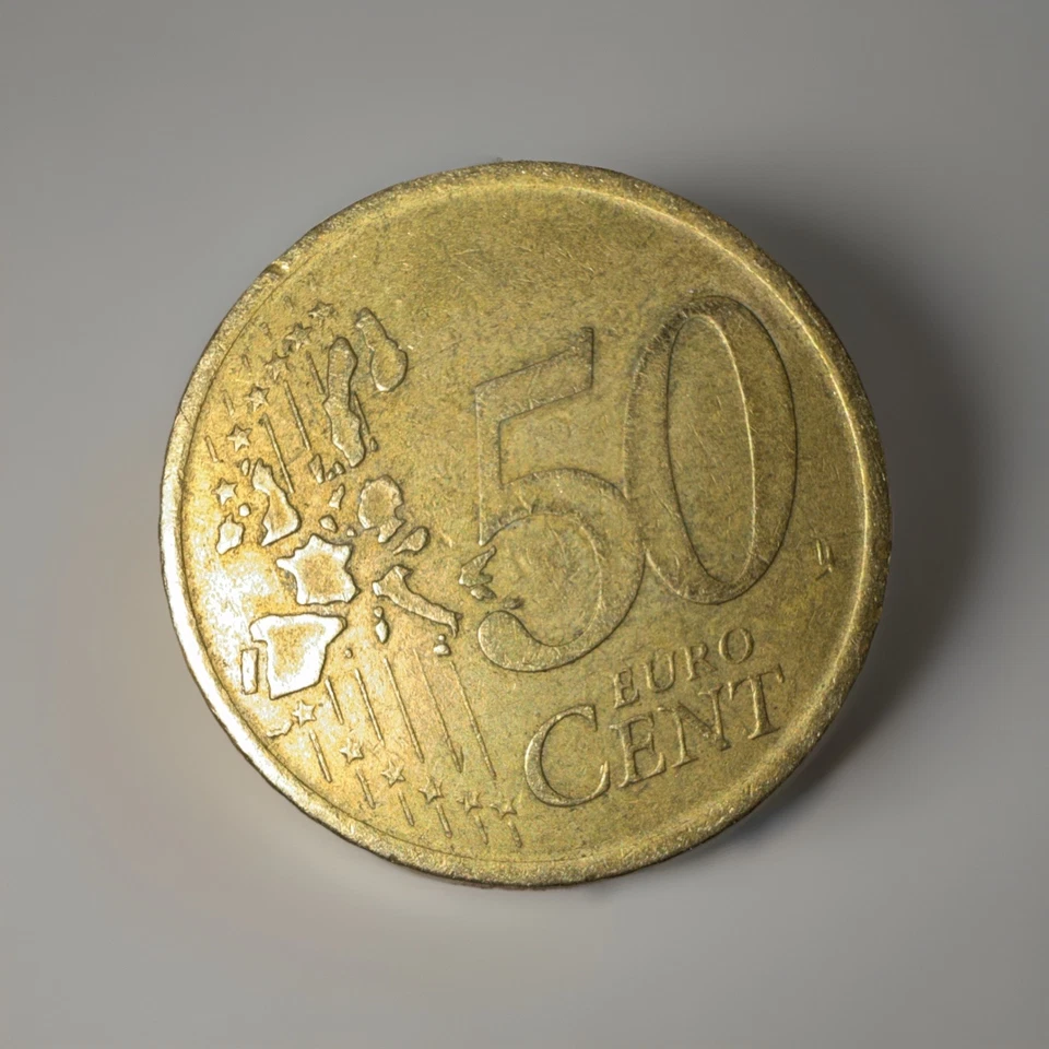 España España 2000, moneda de 50 céntimos de euro, circulada, Miguel De Cervantes Foto 4 de 4