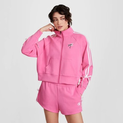 Champion Women's In the Stands Full Zip Top Long Sleeve Stretch Satin