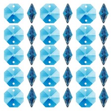K9 Crystal Octagon Beads 2 Holes 100 Pack 14mm Chandelier Prisms, Sky Blue