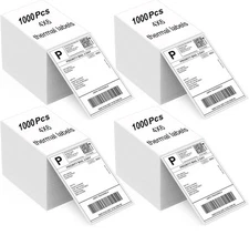 4"x6" Direct Thermal Labels, Fan-Fold Thermal Labels Shipping Label Paper Com...