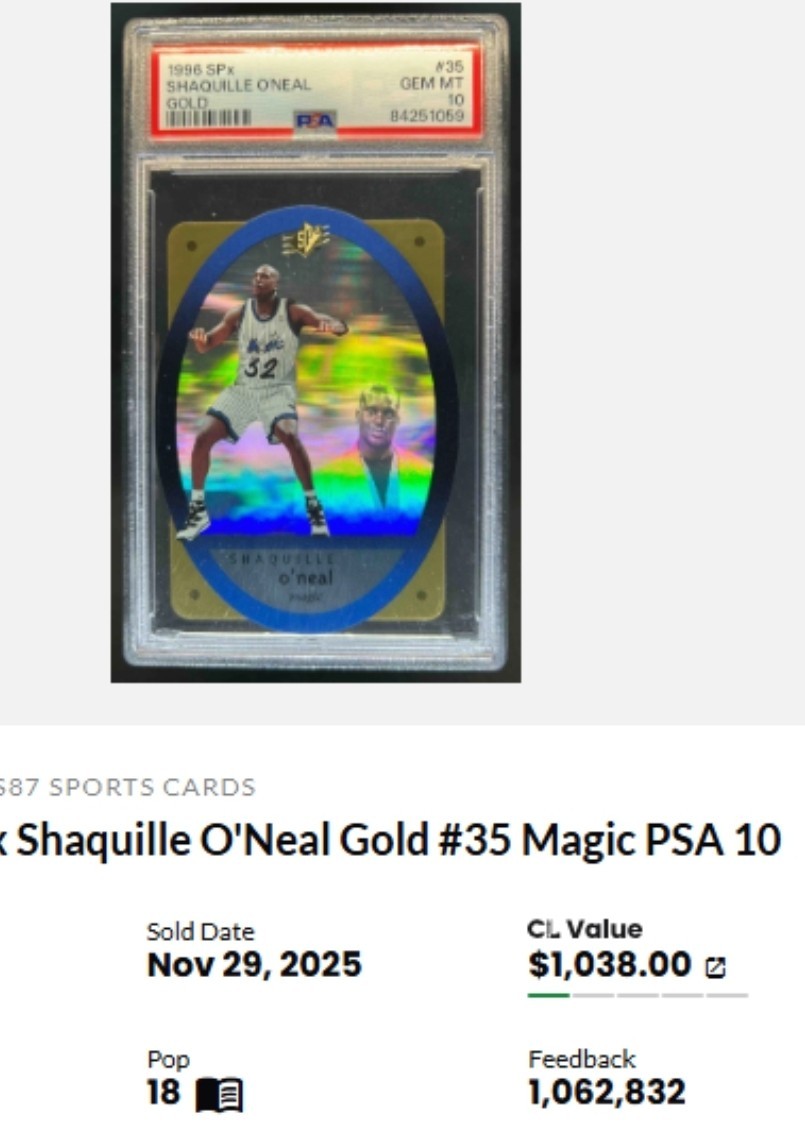 1996-97 SPx - Shaquille O'Neal #35 Gold PSA 10 Gem Mint 🔥🔥 view 4
