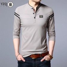 Men's Fashion Summer Long Sleeved POLO T-shirt Casual Cotton Breathable Top Stan