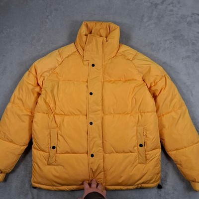 River Island Puffer Jacket Herren Medium Gelb Stepp Winter Mantel Wattiert
