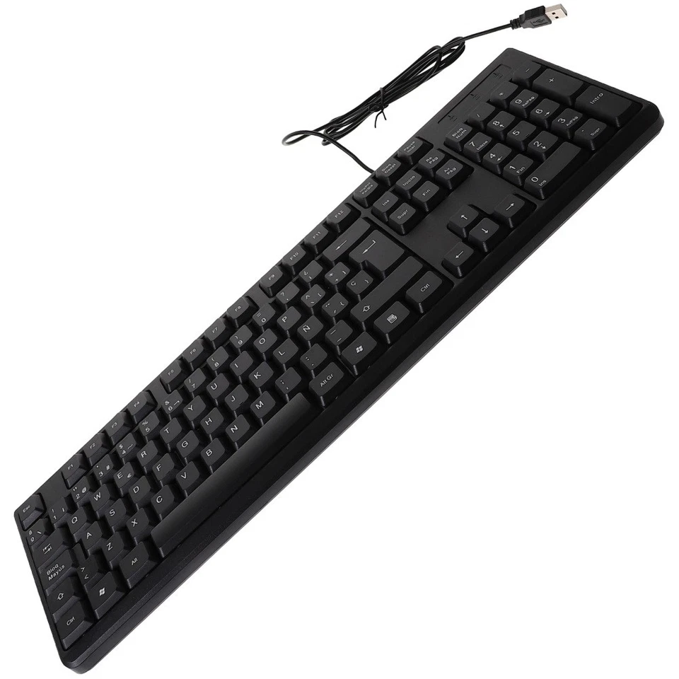 Wired Gaming Keyboard Spanish Letter USB Electronic Keyboard Office Supply - Image 2 of 4