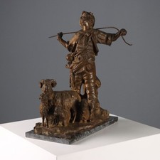 Pastorello con Armenti Scultura Antica Bronzo G. Morlaiter '900 Originale