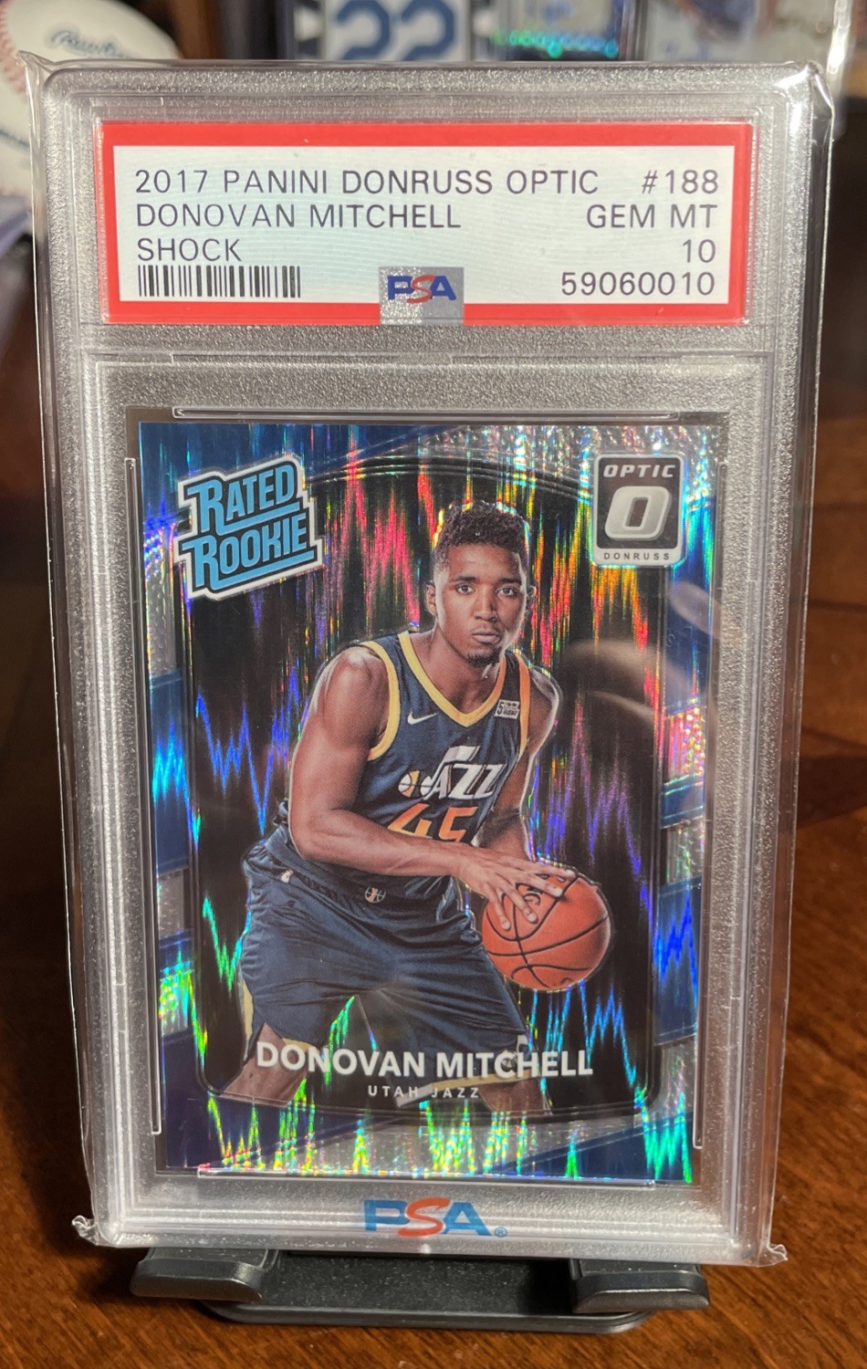 🔥Donovan Mitchell🔥2017 Donruss Optic Shock RC💰PSA 10 GEM MINT💰CAVS