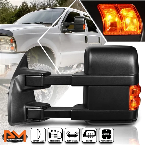 For 99-07 Ford F250-F550 SD Power+Heated Black Towing Mirror w/LED Singal Left
