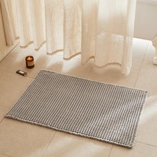 TYUU Waffle Bath Mat, Boho Bathroom Rugs 2' X 3' Rectangular , Light Grey