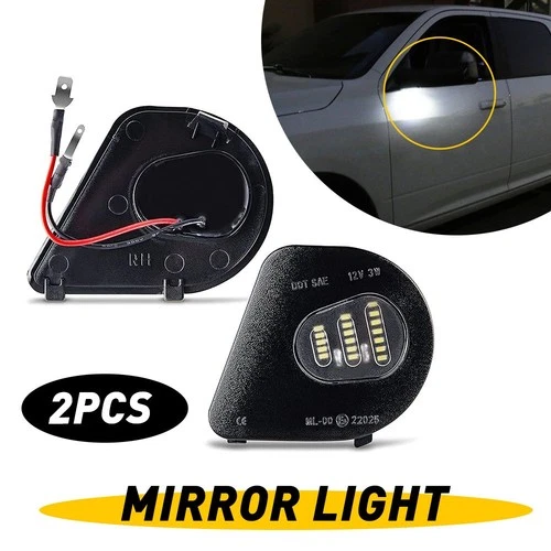[BRIGHT]White LED Under Side Mirror Puddle Light Lamp For 09-18 Dodge RAM Pickup