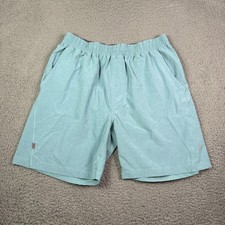 Rhone Shorts Mens L Blue Mako Linerless Gym Running Drawstring 7" Stretch