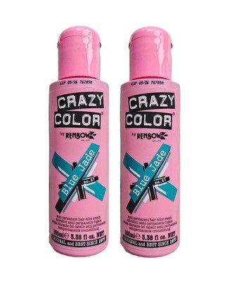 2 x Crazy Color Semi-Permanent Conditioning Haarfarbe Farbe Creme - Blue Jade.