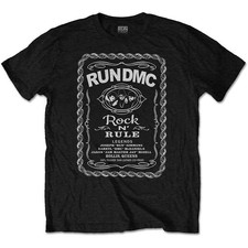 Men's Run DMC Rock N' Rule Whiskey Label Slim Fit T-shirt XX-Large Black