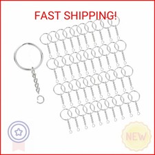 KANSPHY 100 Pack Key Ring with Chain and Open Jump,1 inch Split Round Keychain R