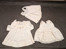 LOT OF 3 Victorian Child's Lace Cotton DRESSES White ANTIQUE ca. 1900