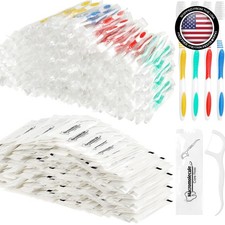 300 Pcs Individually Wrapped Toothbrushes Bulk with Dental Floss Set 100 Soft Br