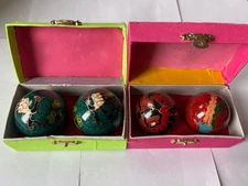Baoding Health Balls Stress Therapy Musical Hand Exercise Red Green Cloisonne