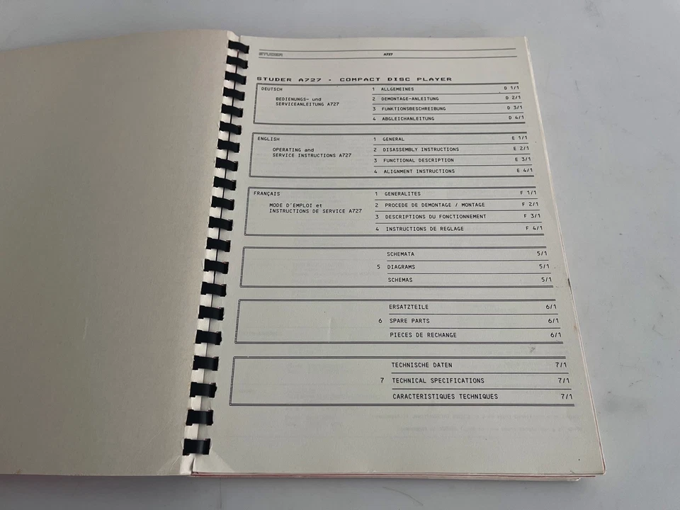 Service Manual for Studer A727 - Bild 2 von 4
