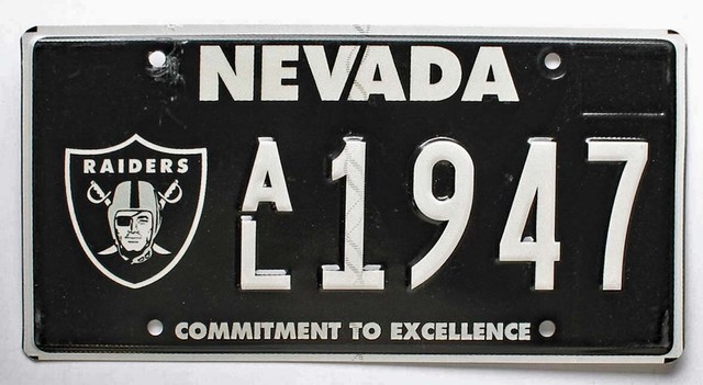 Nevada LAS VEGAS RAIDERS Specialty License Plate, NFL Football, Black, Oakland | eBay