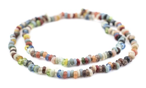 Baby Rondelle Mulitcolor Java Glass Beads 6mm Indonesia Multicolor Disk - 第 1/1 張圖片