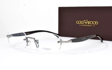 GOLD AND WOOD Rimless Eyeglasses Natural Horn Black Brown SJ44.5 CM40 Brand New
