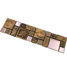 Antique Copper & Rose Gold Mosaic Tile - Metal and Ceramic Versailles Pattern...