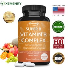 Vitamin B Complex Capsules - B1,B2,B3,B5,B6,B12 Metabolism  Antioxidant Health