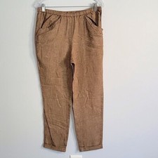 Jones New York Womens Linen Blend Pull On Elastic Waist Pockets Cuffed Pants XS