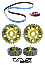 GOLD VMS CAM GEARS + GATES RACING TIMING BELT + SPIKED BOLTS ACURA INTEGRA B18C